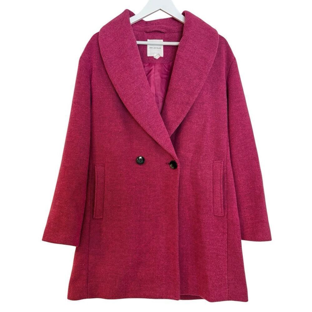 Avec les Filles pink oversized shawl neck peacoat size M - Picture 7 of 8